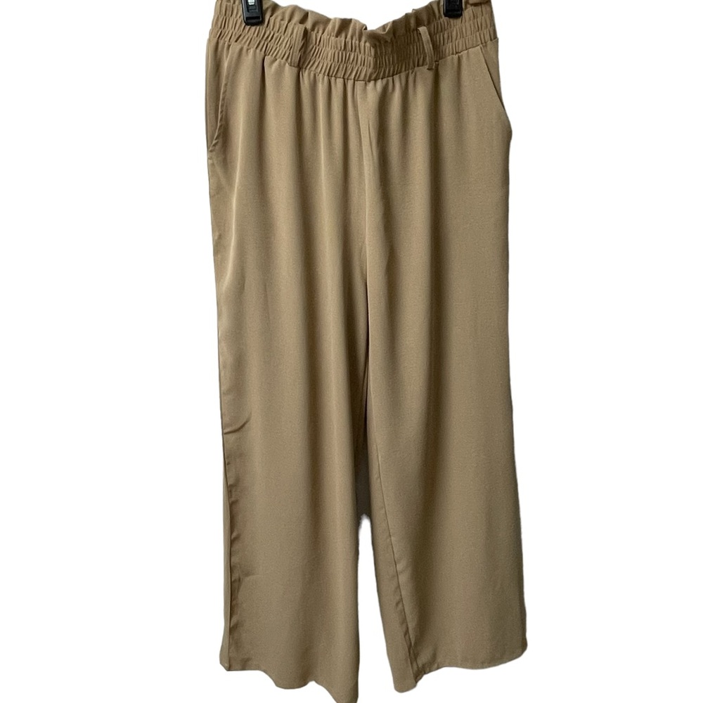 Unbranded Women’s Crepe Flowy Wide Leg Paper Bag Waist Dress Trouser Size XL EUC